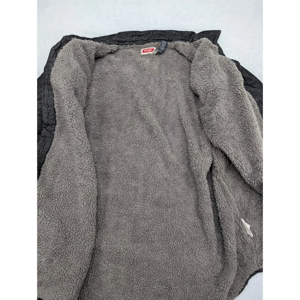 Wrangler Mens Sherpa Lined Flannel Jacket Dark‎ Gray Size 2XL